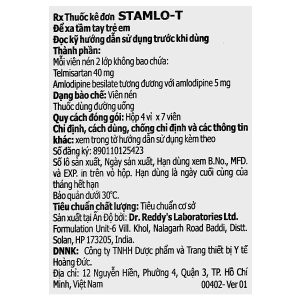 Stamlo-T 40/5mg điều trị tăng huyết áp vô căn (4 vỉ x 7 viên)