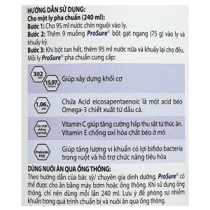 Sữa bột Prosure cho người đang hoặc có nguy cơ sụt cân do hao mòn hương vani (380g)