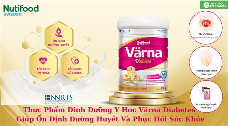 Sữa bột Varna Diabetes bổ sung dinh dưỡng cho người đái tháo đường