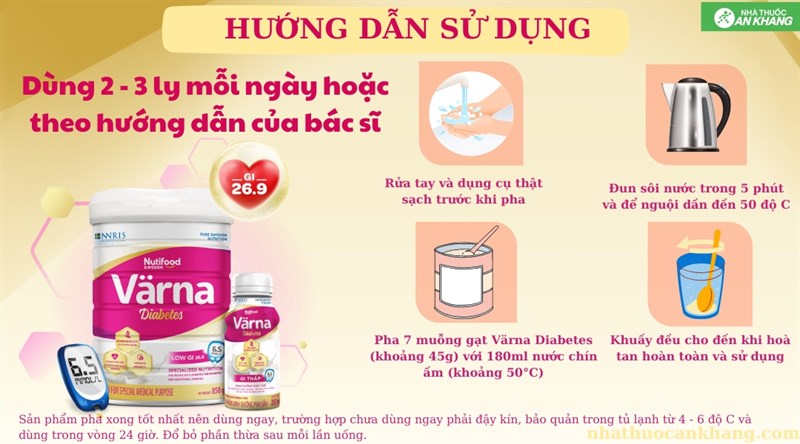 Sữa bột Nutifood Varna Diabetes bổ sung dinh dưỡng cho người đái tháo đường (850g)