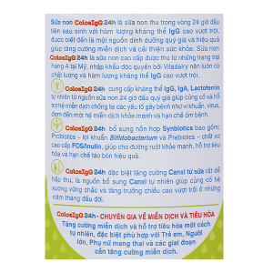 Sữa non ColosIgG 24h giúp tăng cường miễn dịch, hệ tiêu hóa khỏe mạnh (60 gói x 1,5g)