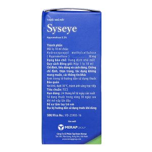 Dung dịch nhỏ mắt Syseye 0.3% giảm kích ứng mắt, khô mắt lọ 10ml