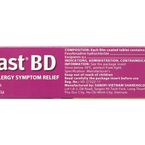 Telfast BD 60mg trị viêm mũi dị ứng, mày đay vô căn mạn tính (3 vỉ x 10 viên)