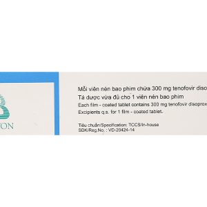 TenoBoston 300mg trị nhiễm HlV-týp 1, viêm gan B (3 vỉ x 10 viên)