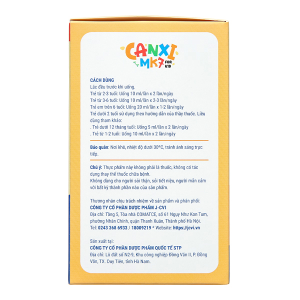 Siro Canxi MK7 giúp xương răng chắc khỏe, phát triển chiều cao cho bé hộp 20 ống x 10ml