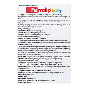 Dung dịch Ferrolip Baby giúp giảm nguy cơ thiếu máu do thiếu sắt cho bé lọ 30ml