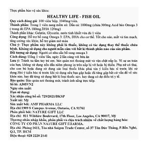 Dầu cá Healthy Life hỗ trợ bổ sung Omega 3, tốt cho não, mắt và tim mạch hộp 100 viên
