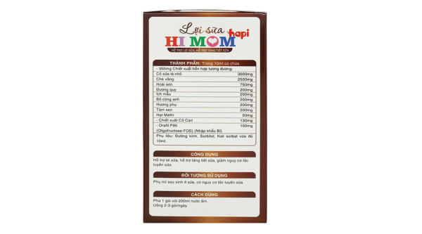 Cao lỏng Lợi sữa Hapi Hi Mom hỗ trợ tăng tiết sữa hộp 30 gói x 10ml