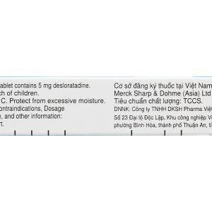 Aerius 5mg trị viêm mũi dị ứng, mày đay (1 vỉ x 10 viên)