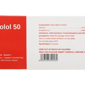 Stadnolol 50 trị tăng huyết áp, đau thắt ngực (10 vỉ x 10 viên)
