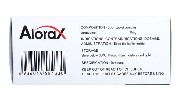 Alorax 10mg giảm các triệu chứng dị ứng theo mùa và viêm mũi dị ứng (10 vỉ x 10 viên)