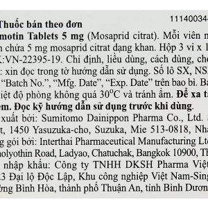 Gasmotin 5mg trị triệu chứng dạ dày - ruột (3 vỉ x 10 viên)