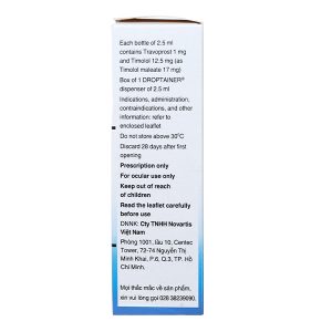 Dung dịch nhỏ mắt DuoTrav làm giảm áp lực nội nhãn chai 2.5ml