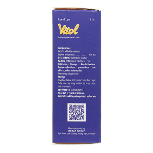 Thuốc nhỏ mắt Vitol 0.18% giảm khô mắt lọ 12ml
