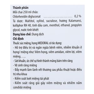 Thuốc súc miệng họng Medoral hỗ trợ trị nhiễm khuẩn họng, loét miệng chai 250ml