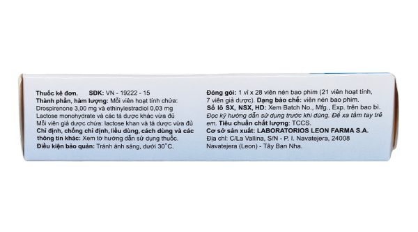 Rosepire 3mg/0.03mg thuốc tránh thai hằng ngày (1 vỉ x 28 viên)
