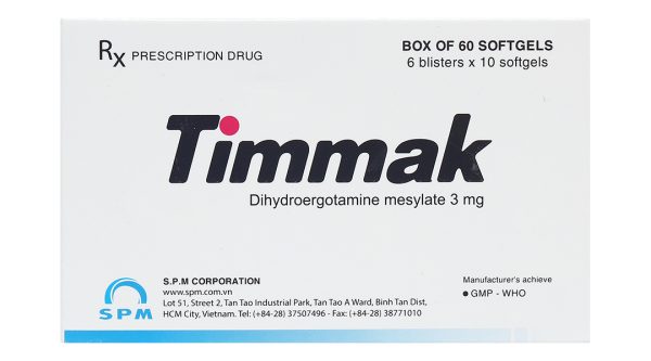 Timmak 3mg trị chóng mặt, đau nửa đầu (6 vỉ x 10 viên)