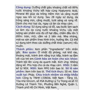 Serum Vichy Mineral 89 giúp da da mềm mịn, căng mướt chai 50ml