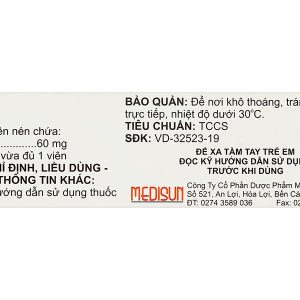 Tux-Asol 60mg điều trị các bệnh phế quản và phổi có kèm ho khan (3 vỉ x 10 viên)