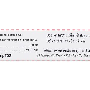 TV.Lansoprazol 30mg trị loét dạ dày, tá tràng, viêm thực quản (3 vỉ x 10 viên)
