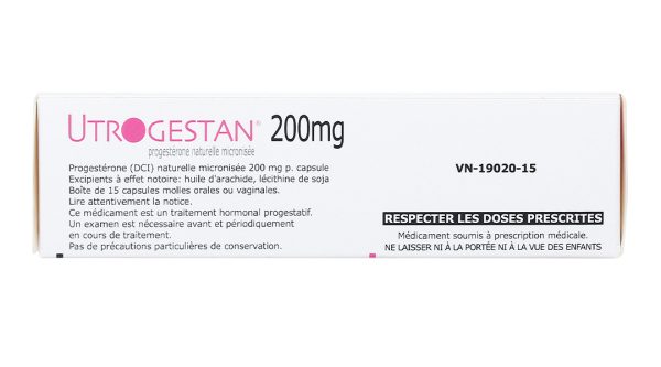 Utrogestan 200mg trị các rối loạn do thiếu progesterone (1 vỉ x 7 viên + 1 vỉ x 8 viên)