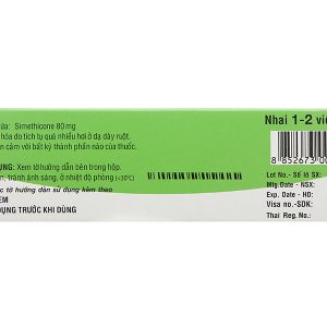 Viên nhai Air-X 80mg chống đầy hơi và chướng bụng (10 vỉ x 10 viên)