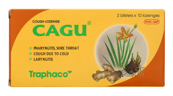 Viên ngậm trị ho Cagu giảm triệu chứng viêm họng, viêm thanh quản (2 vỉ x 10 viên)