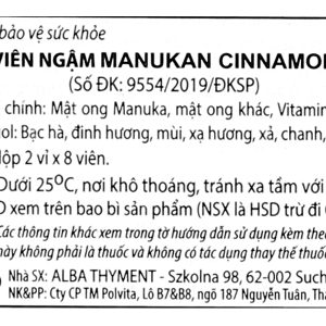 Viên ngậm Manukan Cinnamon hỗ trợ giảm ho, bổ phổi hộp 16 viên