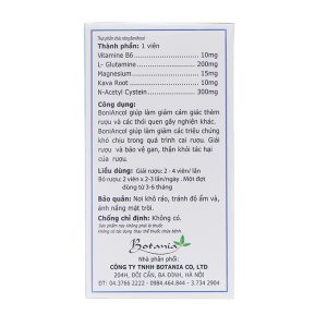 BoniAncol hỗ trợ quá trình cai rượu, giải rượu, bảo vệ gan chai 60 viên