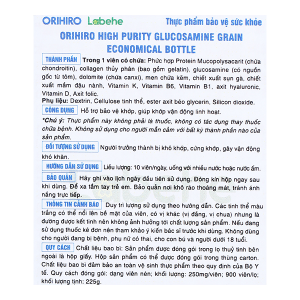 Orihiro Glucosamine hỗ trợ bảo vệ khớp, giúp khớp hoạt động linh hoạt lọ 900 viên