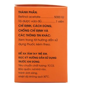 Vitamin A 5000IU phòng và trị các triệu chứng thiếu vitamin A (10 vỉ x 10 viên)