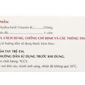 Vitamin B6 Mekophar 250mg trị thiếu máu, ngừa co giật (10 vỉ x 10 viên)