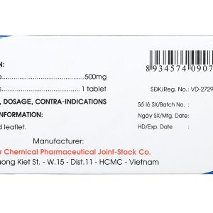 Vitamin PP Mekophar 500mg trị thiếu nicotinamide (10 vỉ x 10 viên)