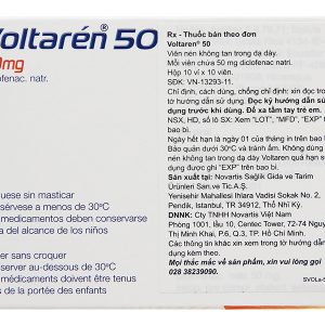Voltaren 50mg giảm đau, kháng viêm xương khớp (10 vỉ x 10 viên)