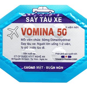 Vomina 50 trị chóng mặt, buồn nôn (25 vỉ x 4 viên)