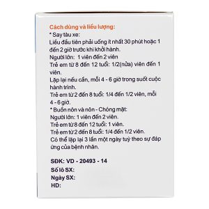 Vomina 50 trị chóng mặt, buồn nôn (25 vỉ x 4 viên)