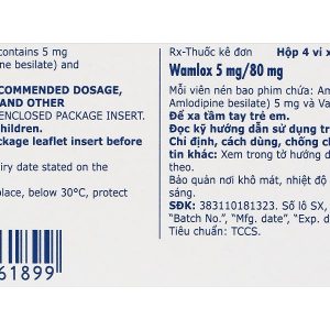 Wamlox 5mg/80mg trị tăng huyết áp vô căn (4 vỉ x 7 viên)