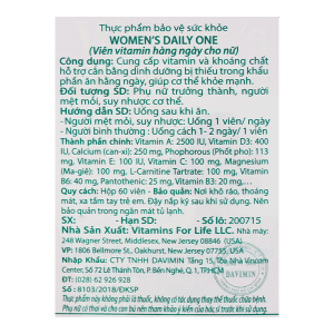 Women's Daily One bổ sung vitamin và khoáng chất cho phụ nữ chai 60 viên