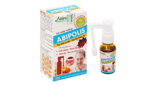 Xịt nhiệt miệng Abipolis hỗ trợ giảm loét miệng, viêm lợi chai 15ml
